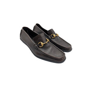 Gucci Brown Leather Horsebit Driving Loafers Size 6